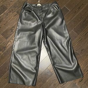 Pleather wide leg big waisted pant-real pockets front and back - belt loops